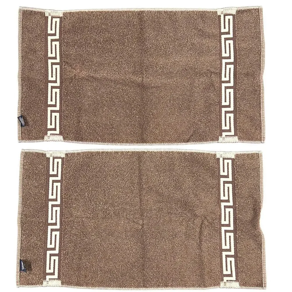 VTG Ralph Lauren Auckland North Island Fair Isle Brown Bath Towel Hand Set Of 3